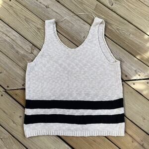 A Loves A Women's Beige And Navy Sleeveless Sweater Tank Size L
